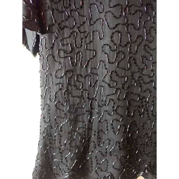 Mark & John by Gopal Pure Silk Vintage Beaded Blouse Black Sequin Beaded Medium - Picture 7 of 9